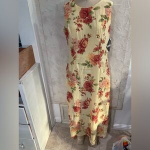 Floral Sleeveless Dress - Yellow and Red